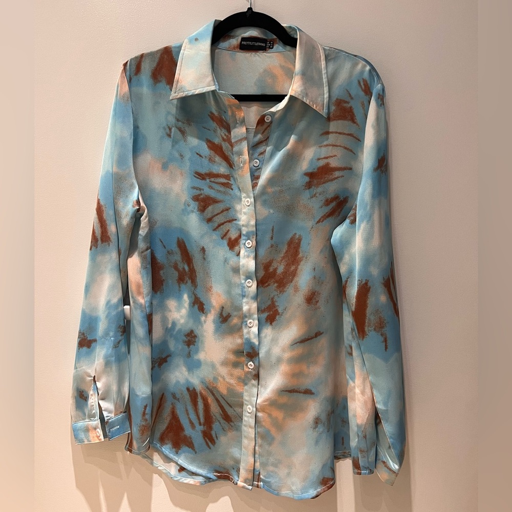 Prettylittlething Tie Dye Button Up - Size 6